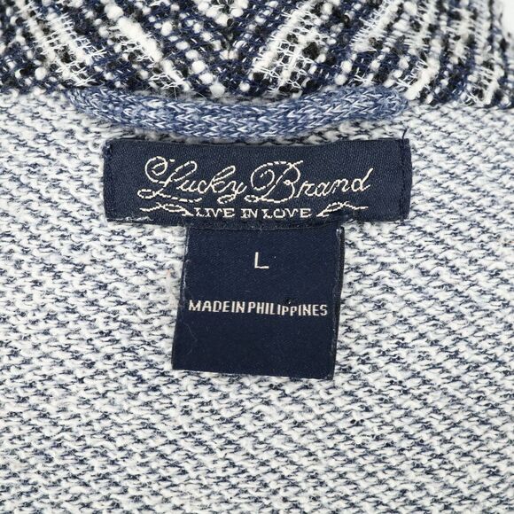 Lucky Brand Sweater Womens Large Blue Gray Open Cardigan Pockets Bohemian - Picture 3 of 14